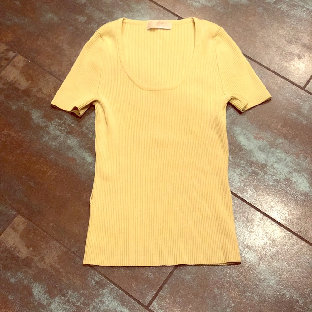Michael Kors Yellow Ribbed Top in Medium